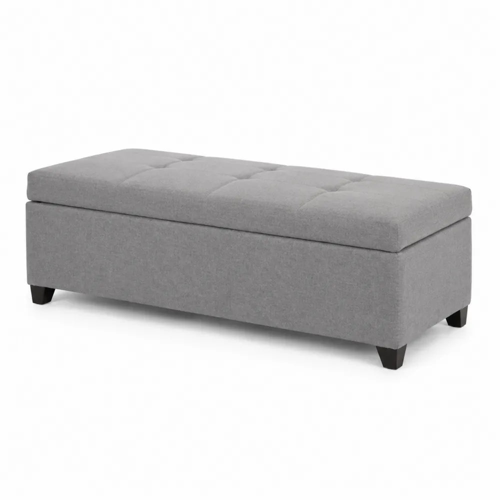 Rechteckiger Stoff-Fußhocker mit Stauraum Grau 120 x 45 x 45 cm