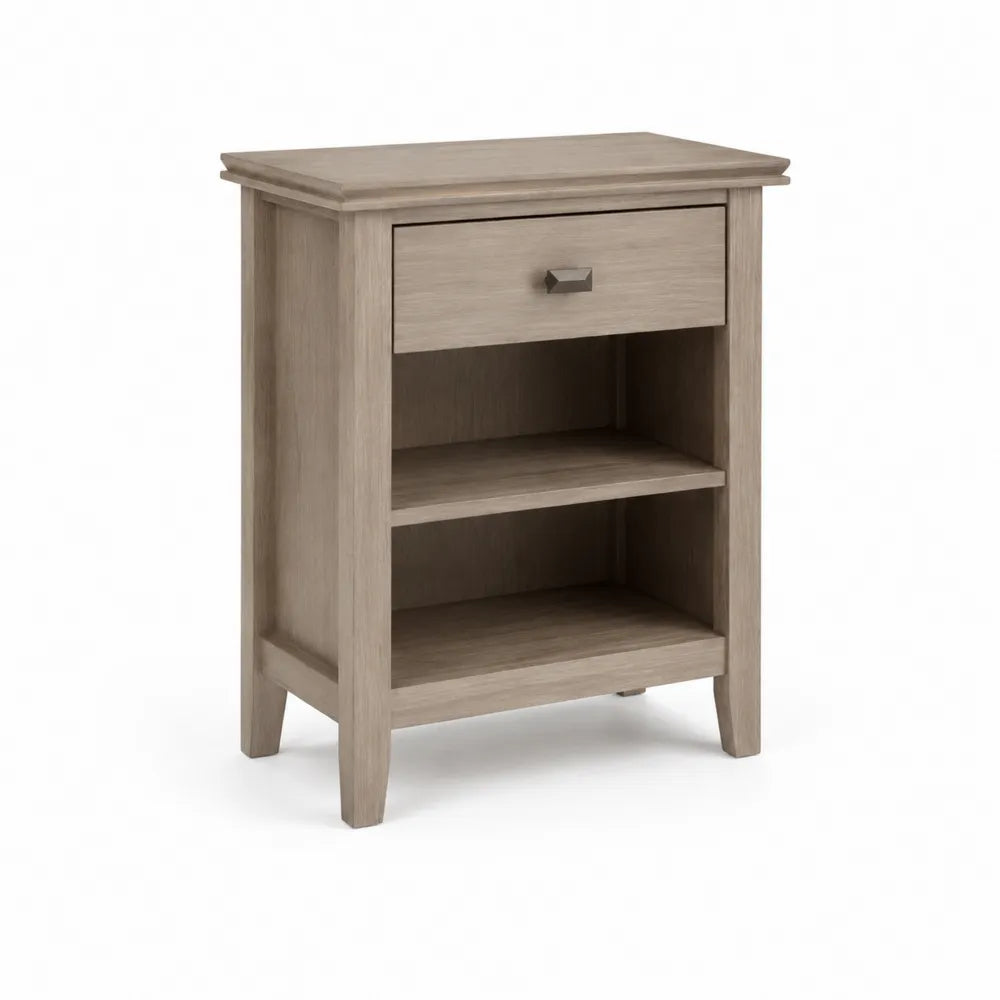 Nachttisch Holz rechteckig Beige 1 Schublade 2 Regalfächer
