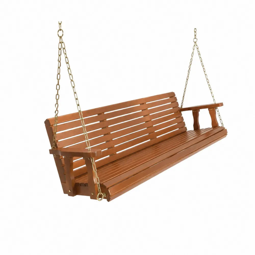 Holz Gartenschaukelbank mit Ketten 180cm Braun