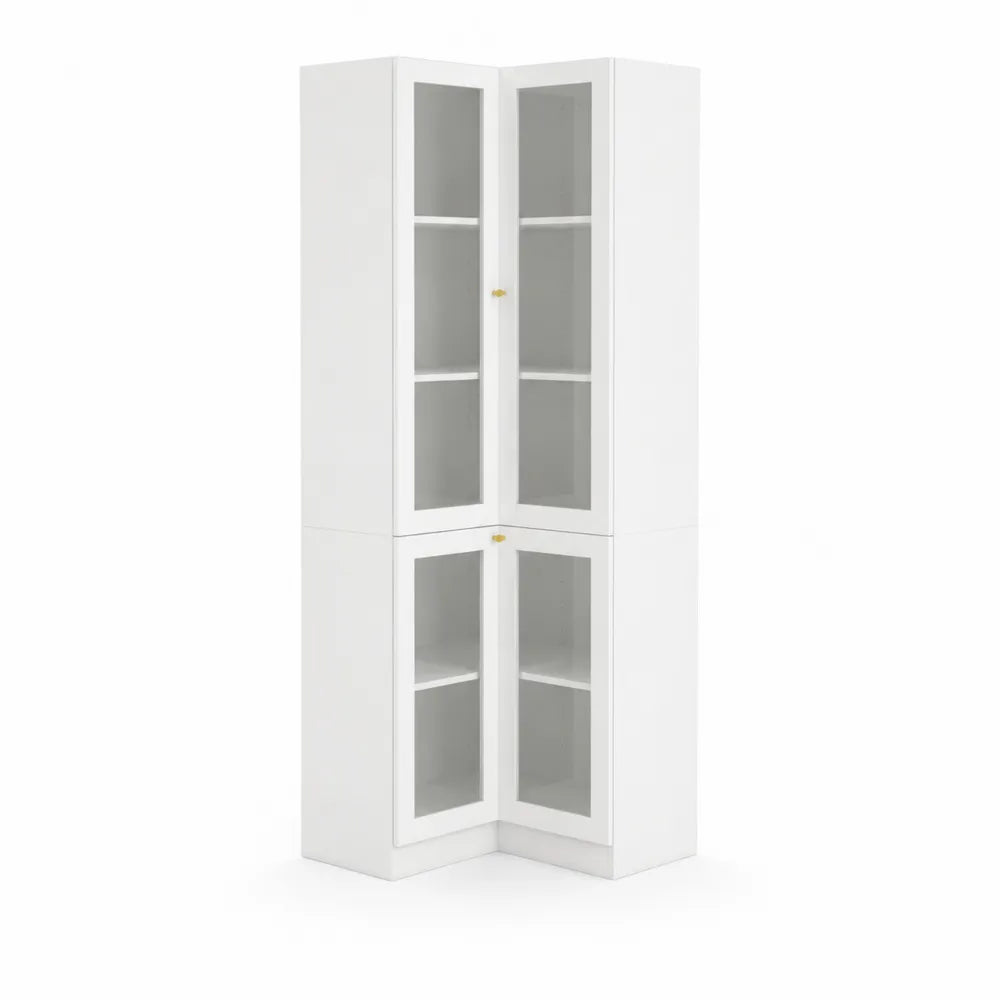 Eckregal Weiß MDF mit Glastüren