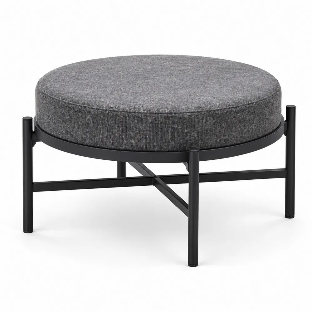 Runder Stoffhocker Grau Metall 60cm