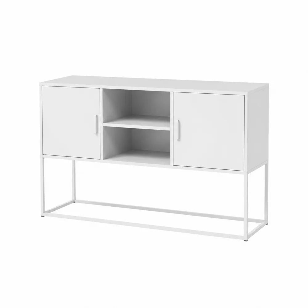 Sideboard Weiß MDF Holz Stahl 120cm x 40cm x 80cm