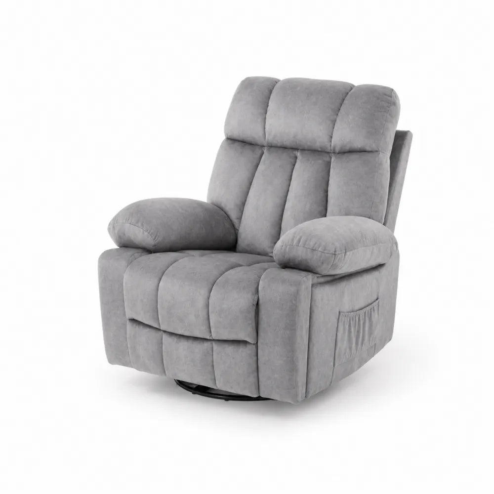 Grauer Liegesessel aus Mikrofaser und Metall 90x100x85cm