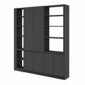 Schwarzes MDF-Regal mit Schränken 200x180x30 cm