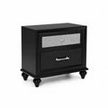 Nachttisch mit 2 Schubladen Schwarz/Silber MDF und Glas