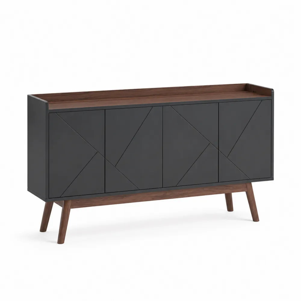 Sideboard Dunkelgrau und Walnuss 120cm x 45cm x 80cm